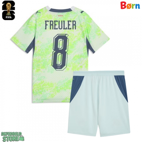 Schweiz Remo Freuler #8 Replika Babytøj Udebanesæt Børn VM 2026 Kortærmet (+ Korte bukser)